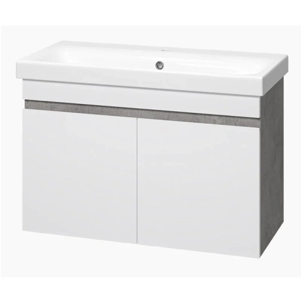 Тумба под раковину подвесная Misty Ронда 80 см белая/бетон П-Рон-01080-0521 (детальная фотография), 80 см