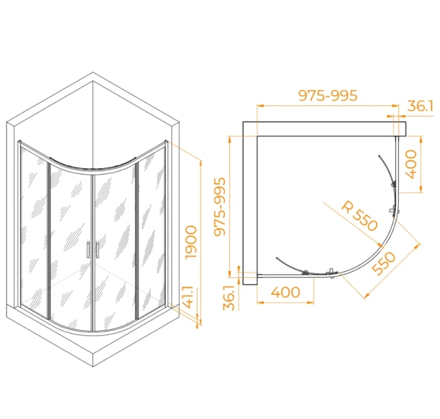 Душевой уголок RGW Passage PA-51B 100х100 см профиль черный 02085100-14 (детальная фотография)