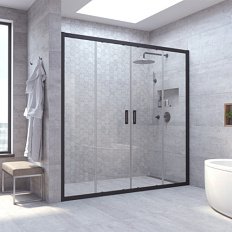 Душевая дверь профиль черный глянцевый стекло прозрачное Vegas-glass