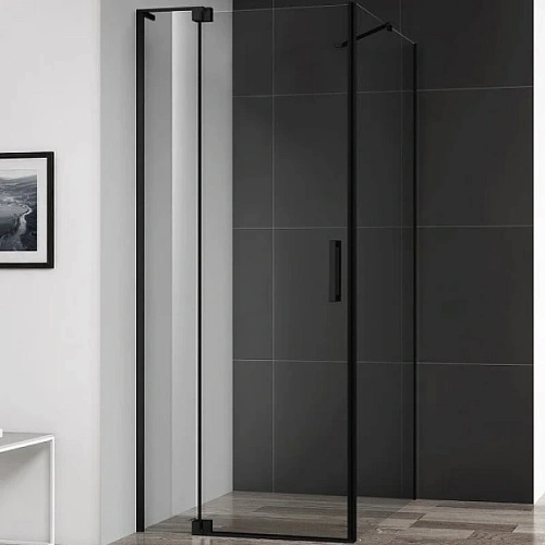 Душевой уголок Cezares Slider 100х100 см стекло прозрачное профиль чёрный - фото 3