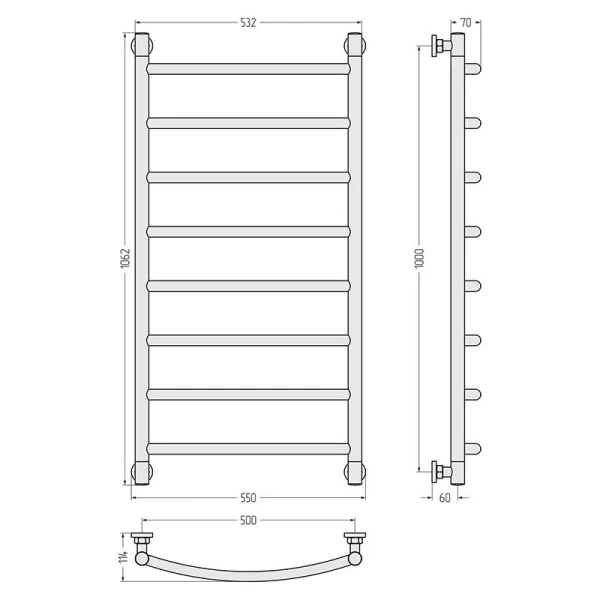 Полотенцесушитель водяной Сунержа Галант+ 50x100 см золотой шелк 32-0200-1050 (детальная фотография), современные, hi-tech