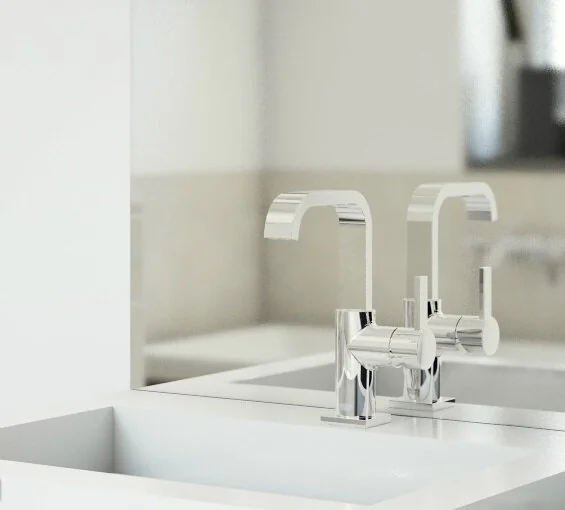 Смеситель для раковины Grohe Allure 32146000 (детальная фотография), округлая форма, с донным клапаном