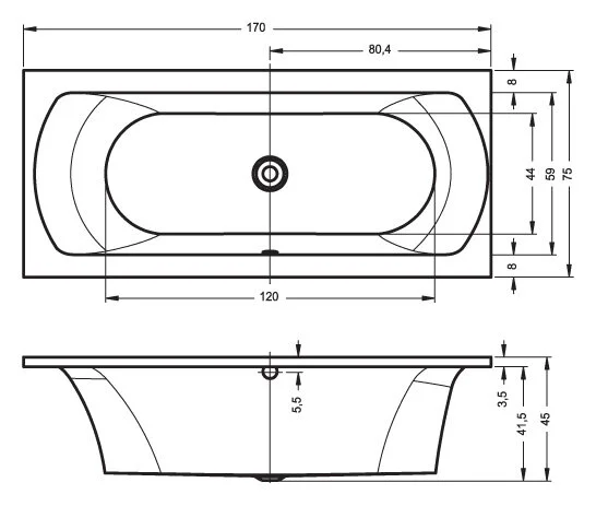 Ванна гидромассажная Riho Lima 170 x 75 см, FLOW BB4400500000000_FLOW (детальная фотография), акриловые