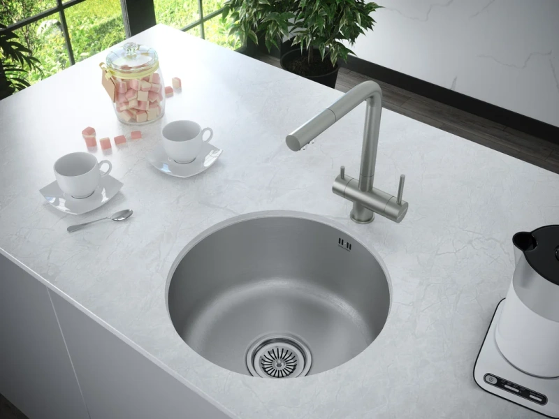 Мойка для кухни Paulmark Werra PM404646 46 см круглая (детальная фотография), врезные