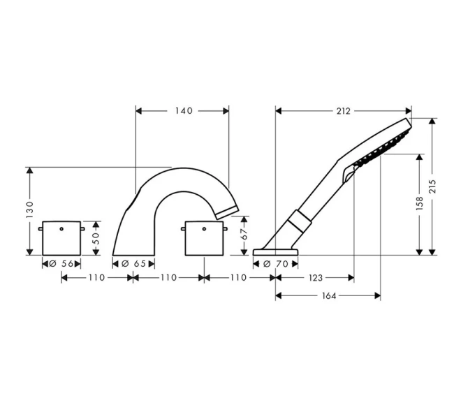 Смеситель на борт ванны Axor Starck 10444000 (детальная фотография), для ванны