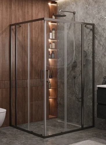 Душевой уголок Cezares Molveno 120х110 см прозрачное стекло профиль оружейная сталь - фото 2