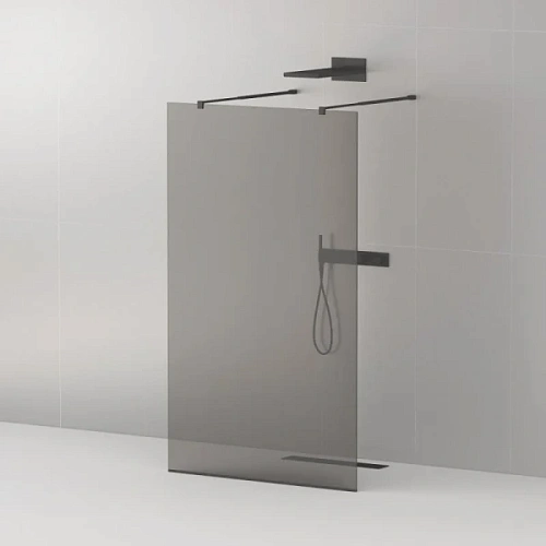 Душевая перегородка Cezares Liberta 120 см стекло графит, профиль черный - фото 6