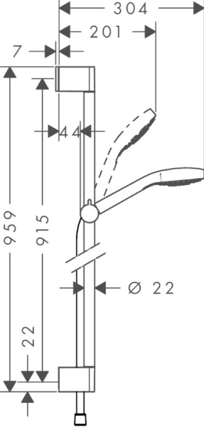 Душевой гарнитур Hansgrohe Croma Select S хром 26572400 (детальная фотография), душевые гарнитуры