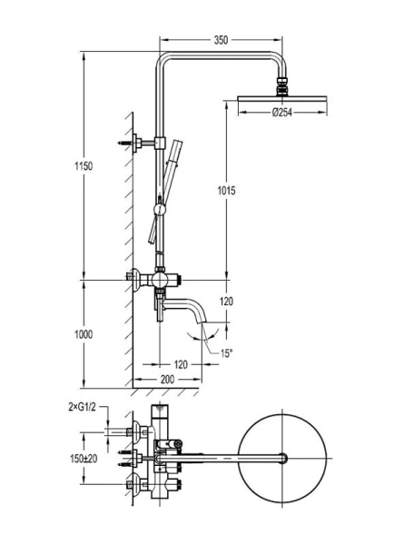 Душевая стойка Cezares Eco хром ECO-CVD-01 (детальная фотография), современные, hi-tech
