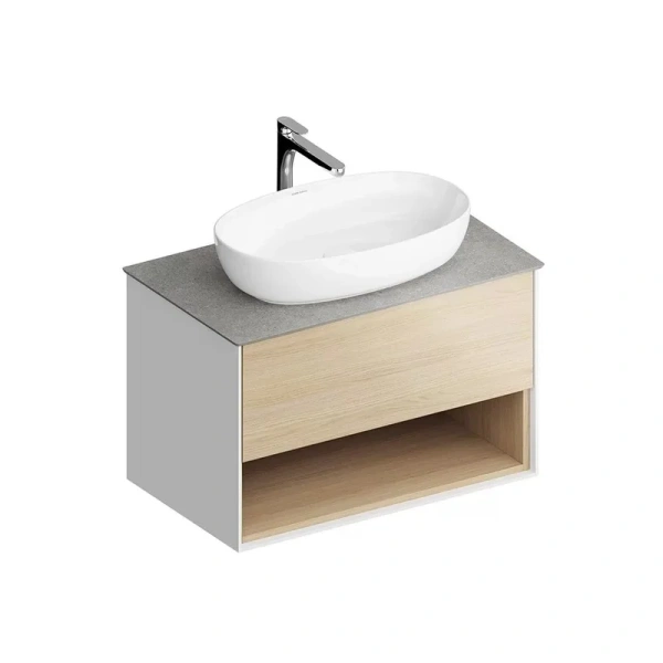 Тумба под раковину подвесная Kerama Marazzi Plaza Modern 80 см дуб виченца PLB.M.80.1\OAK.V (детальная фотография), современная, hi-tech