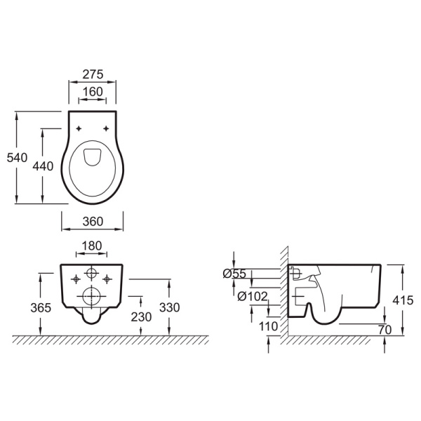 Схема (детальная фотография), без бачка, со скрытым бачком