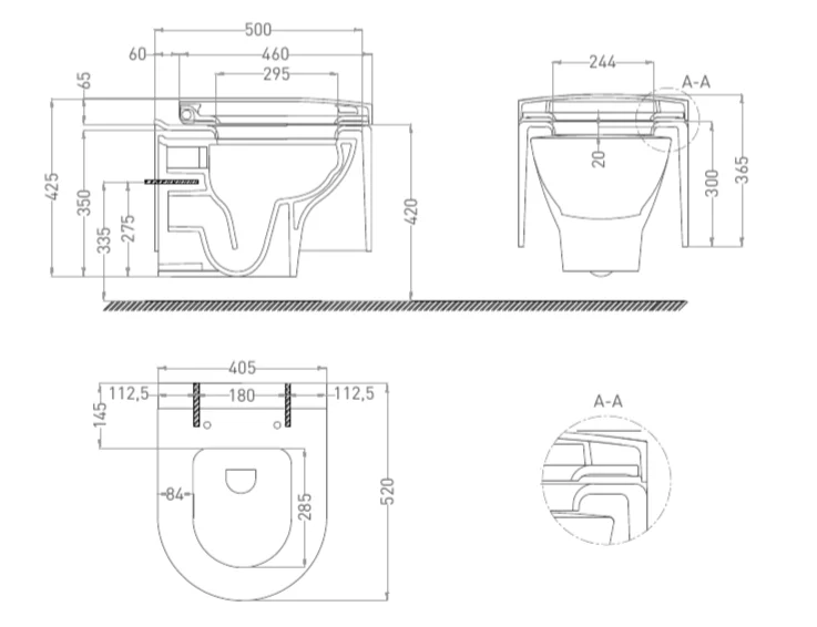 Схема (детальная фотография), безободковые, сиденье с микролифтом 