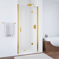 Душевая дверь профиль золотой стекло прозрачное Vegas-glass