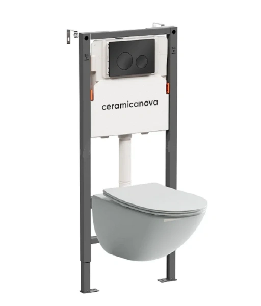 Унитаз с инсталляцией Ceramica Nova Mono кнопка черная матовая CN1905_121001MB (детальная фотография)