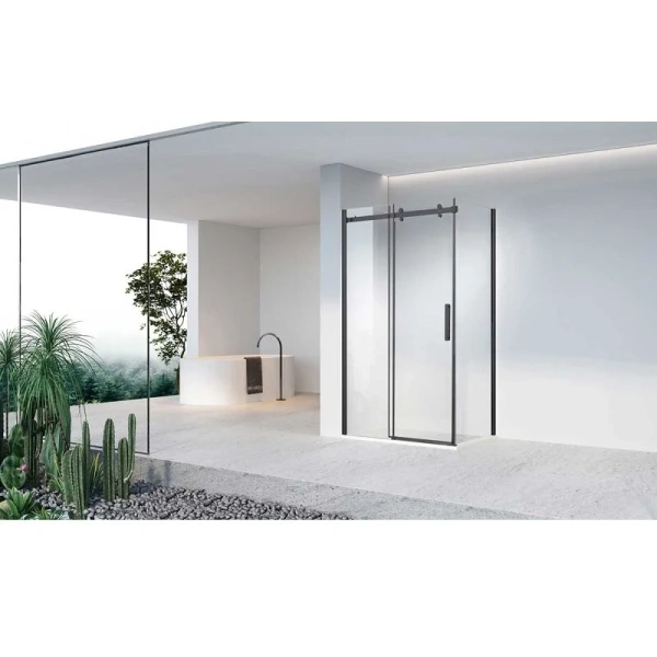 Душевой уголок Vincea Como-N 160х100 см профиль черный стекло прозрачное VSR-4CN1016CLB (детальная фотография), стеклянные, угловые, без поддона