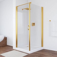 Душевой уголок профиль золотой стекло прозрачное Vegas-glass