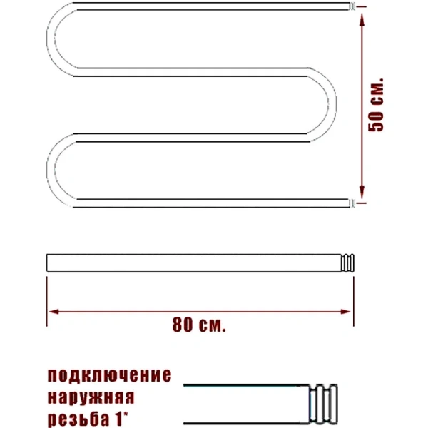 Полотенцесушитель водяной Ника Simple 50x80 см хром М 50/80 (детальная фотография), современные, hi-tech
