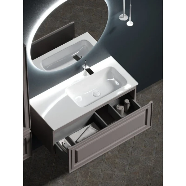 Тумба под раковину подвесная Sancos Very 100 см правая, doha soft VR100RSM (детальная фотография), комплект (набор)