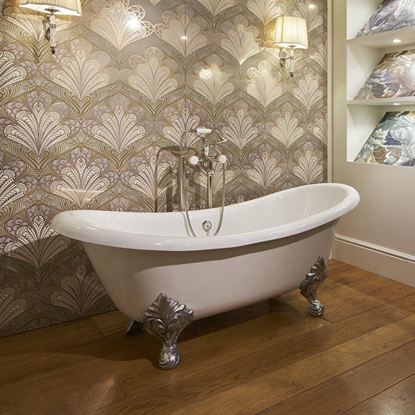 Ванна чугунная без отверстий под смеситель, ножки Flora, цвет полированный алюминий, Devon&Devon Cherie 2MRCHERIEFLCRDD (детальная фотография), глубокие