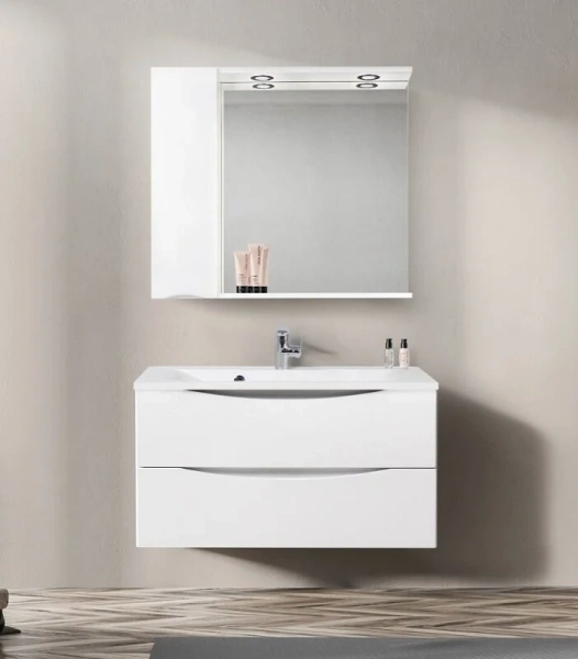 Зеркальный шкаф с подсветкой BelBagno Marino 90 см левосторонний MARINO-SPC-900/750-1A-BL-P-L (детальная фотография), нет в наличии