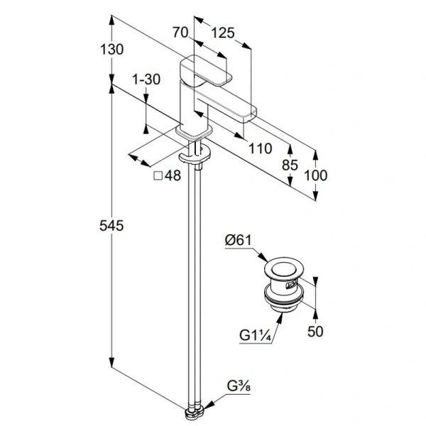 Смеситель для раковины Kludi Renon черный матовый 422663975 (детальная фотография), для раковины