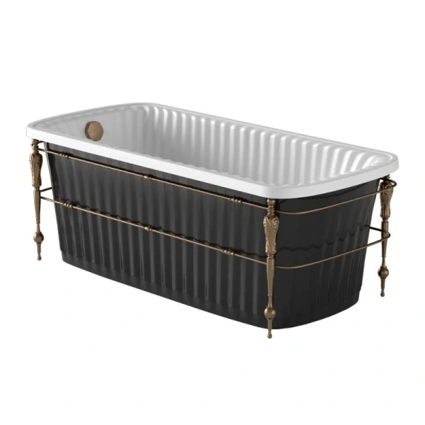 Ванна из искусственного камня Migliore Olivia Console 174х80 см чёрная, консоль бронза 24381 (детальная фотография)