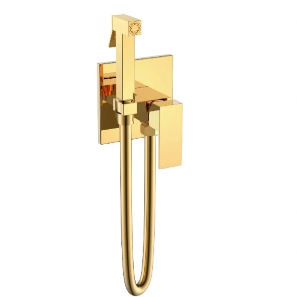 Гигиенический душ со смесителем Boheme Qubic золото 477-G (детальная фотография)