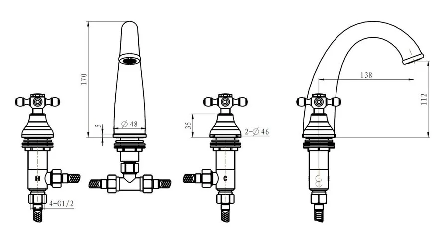 Смеситель для раковины Boheme Crystal бронза 317-CRST (детальная фотография), для раковины