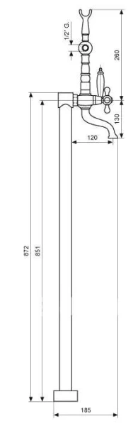 Смеситель для ванны, золото, Emmevi Deco Old 1261128OR (детальная фотография), для ванны