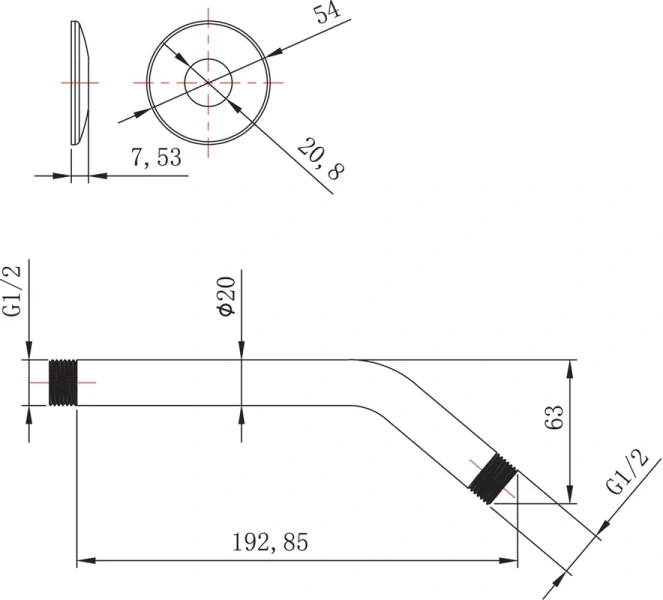 Держатель верхнего душа настенный Lemark хром LM8031C (детальная фотография), в наличии