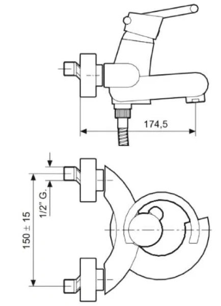 Смеситель для ванны матовый хром Emmevi Twist 6601SC (детальная фотография), для ванны
