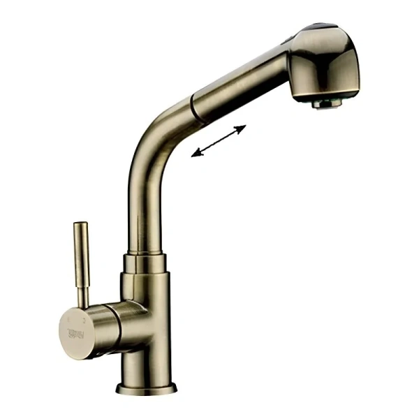 Смеситель для кухни WasserKRAFT светлая бронза, с выдвижной лейкой A8237 (детальная фотография)