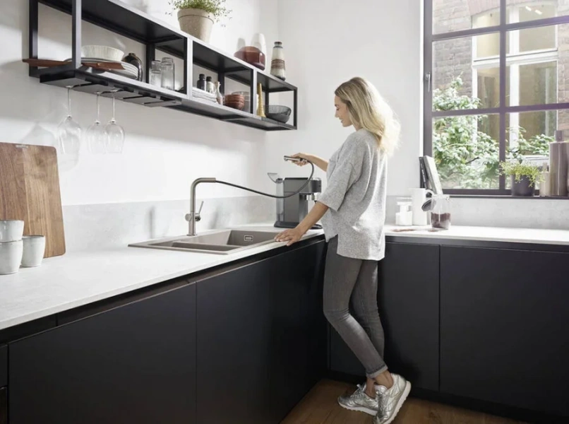 Смеситель для кухни Hansgrohe Talis M54 72808 с вытяжным душем (детальная фотография), современные, hi-tech