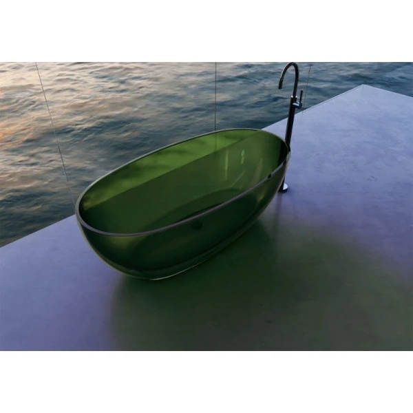 Ванна из полиэфирной смолы Abber Kristall 170x75 см зеленая AT9703Emerald (детальная фотография), овальные