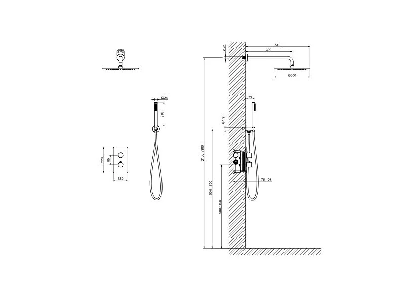 Душевой комплект Акватек Европа золото шлифованное AQ1376BG (детальная фотография), комплекты