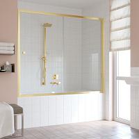 Душевая шторка на ванную профиль золотой стекло прозрачное Vegas-glass