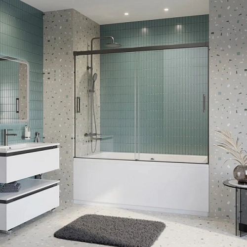 Шторка для ванны Cezares Tandem Soft 180х145 см прозрачное стекло профиль оружейная сталь - фото 4