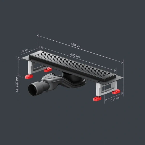 Душевой лоток Am.Pm MasterFlow 40 см черный матовый W01SC-P11-040-01BM (детальная фотография), для монтажа в пол