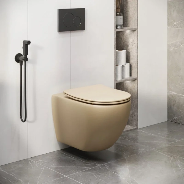 Унитаз подвесной Grossman Color бежевый матовый GR-4411BEMS (детальная фотография), фаянс, керамика