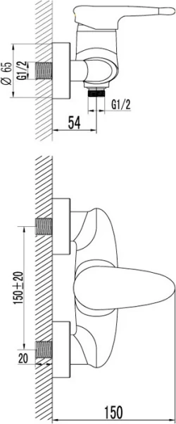 Смеситель для душа Lemark Status LM4403C (детальная фотография), недорогие, округлая форма, с душевой лейкой