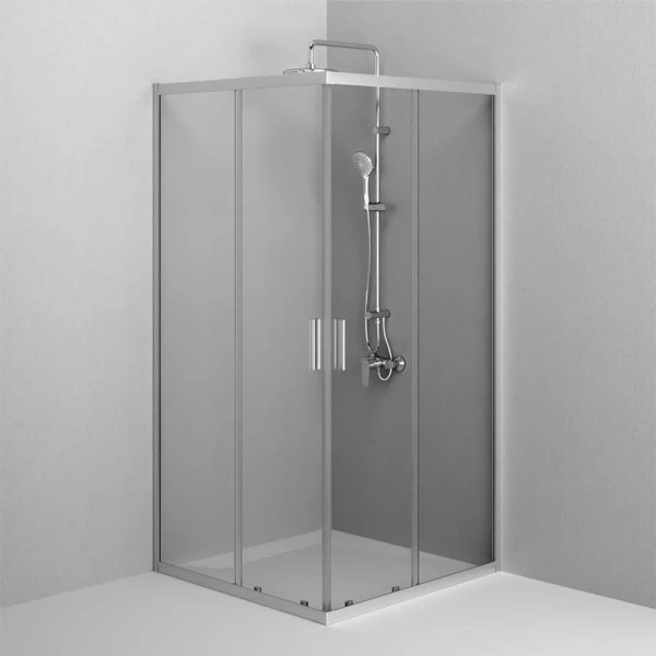 Душевой уголок Am.Pm Gem 100x100 см профиль хром матовый W90G-403-100100-MT (детальная фотография), стеклянные, угловые, без поддона