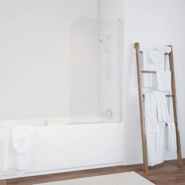 Душевая шторка на ванную профиль белый стекло флёр-де-лис Vegas-glass EV 76 01 R05 R (детальная фотография)