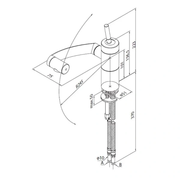 Смеситель для кухни Damixa Arc черный 290007364 (детальная фотография), для кухни