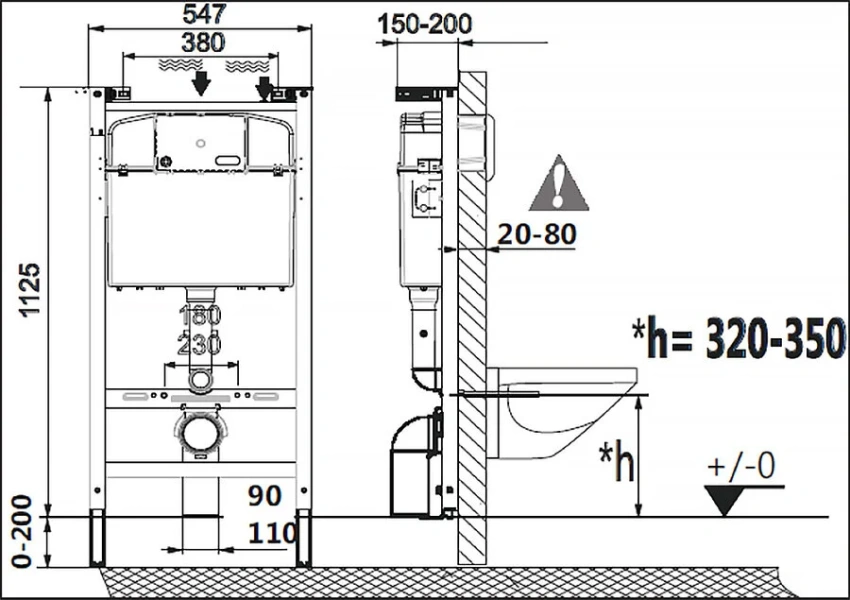 Унитаз с инсталляцией Laufen Pro с кнопкой смыва Z.RU93.0.761.5 (детальная фотография), в наличии