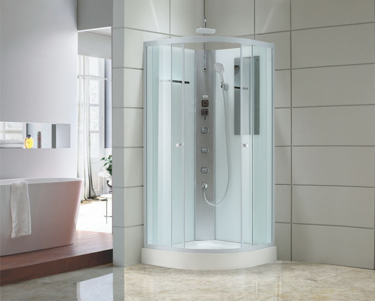 Душевая кабина Black&White Galaxy G5701 90x90 см гидромассажная 5701900 (детальная фотография), полукруглые, четверть круга