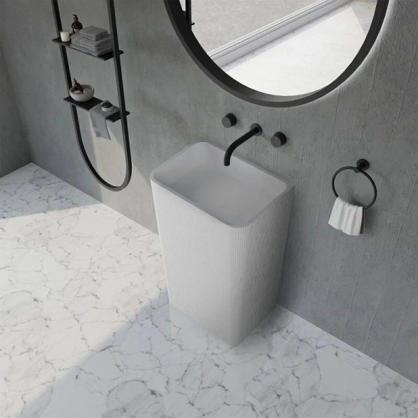 Раковина напольная Abber Stein белая матовая AS2505-H (детальная фотография), белые