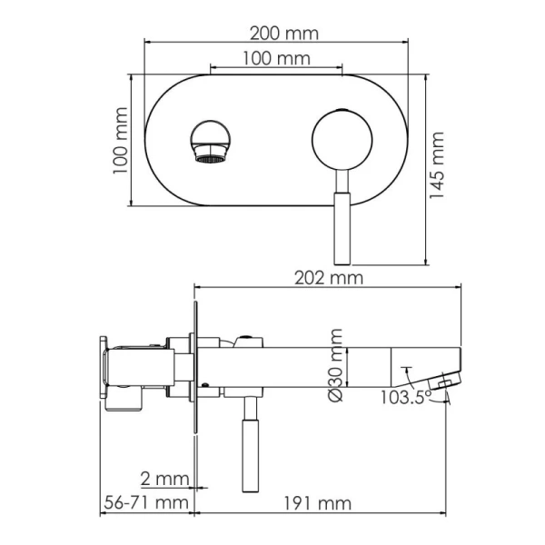 Смеситель для раковины WasserKRAFT Wern встраиваемый 4230 (детальная фотография), для раковины