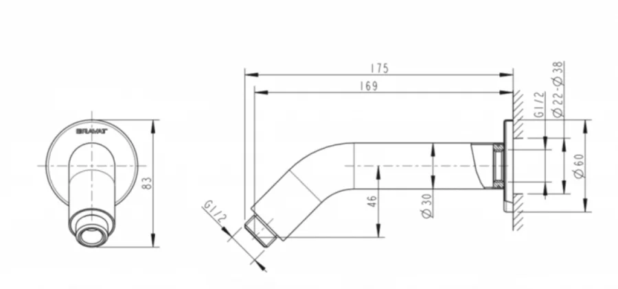 Настенный кронштейн для душа Bravat Built-in D312C-RUS (детальная фотография), по запросу