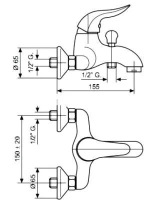 Смеситель для ванны хром Emmevi Duka 44001CR (детальная фотография), для ванны