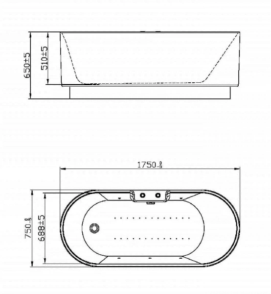 Ванна гидромассажная акриловая ванна Orans BT-NL601- FTSI Black BT-NL601 FTSH Black (детальная фотография), акриловые